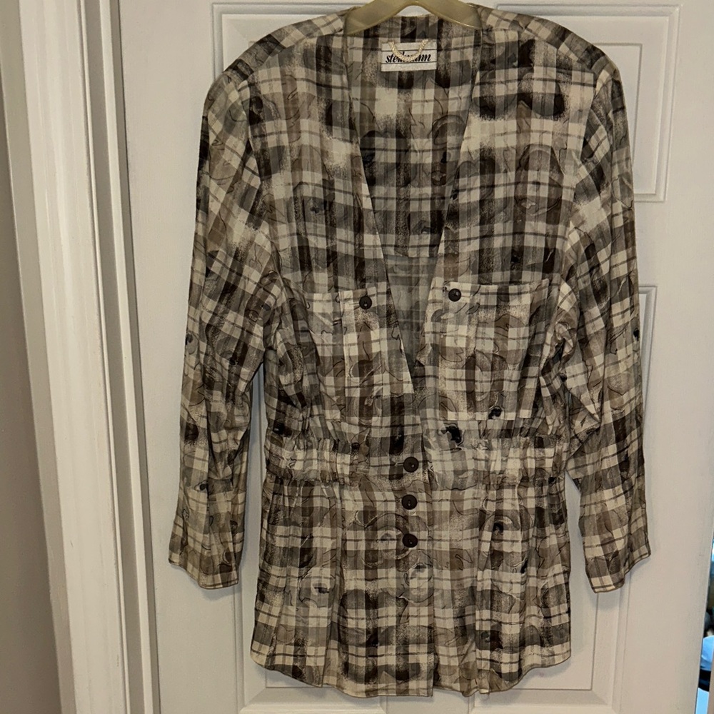 Steilmann Plaid Button Down Shirt - Brown and Cream